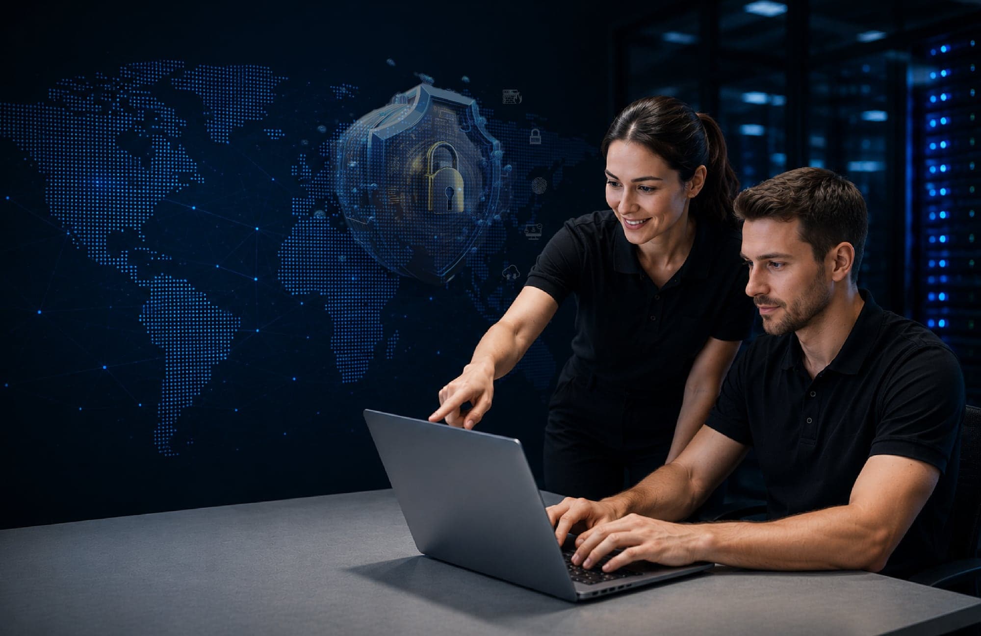 Movaci cybersecurity team collaborating on threat protection